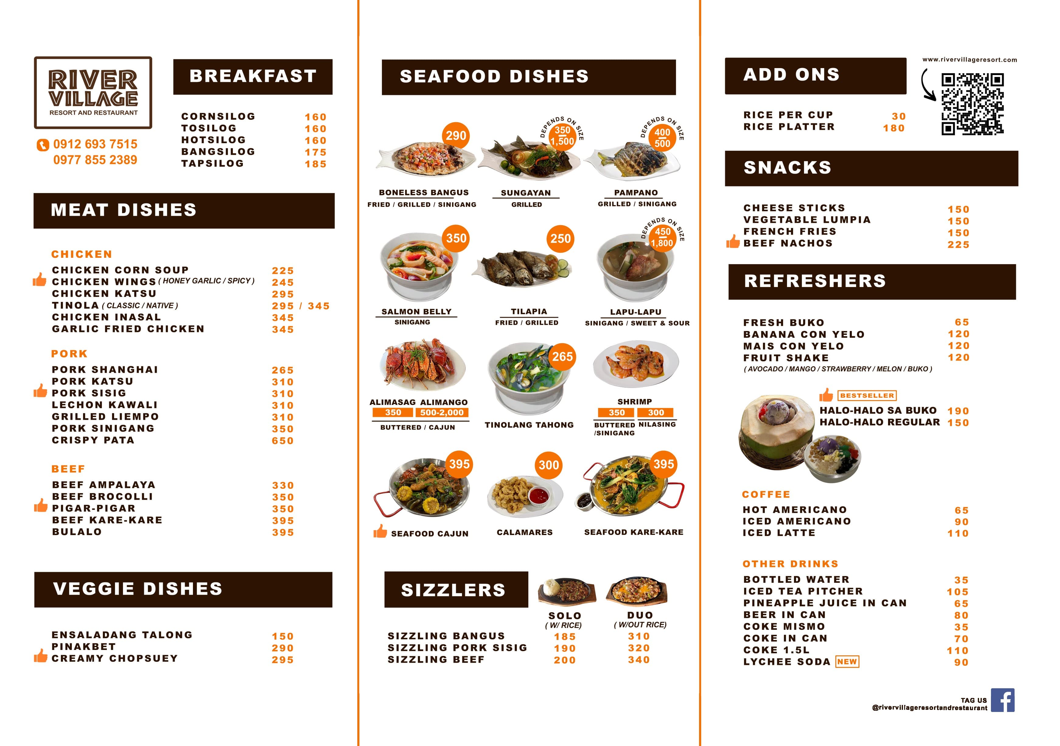 river village menu 1 prices