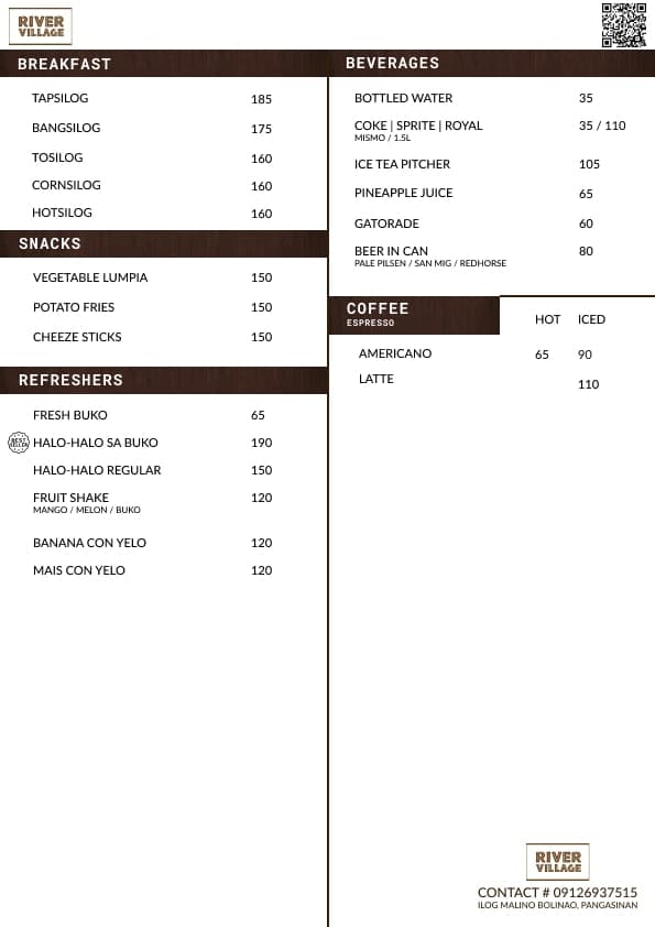 river village menu 2 prices